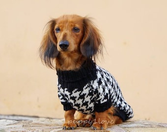 Dog knit sweater houndstooth - Dachshund Sweater - Dog Clothes - Wiener dog -Dachshund coat -Dog winter clothes - Dackel -Custom Dog Clothes