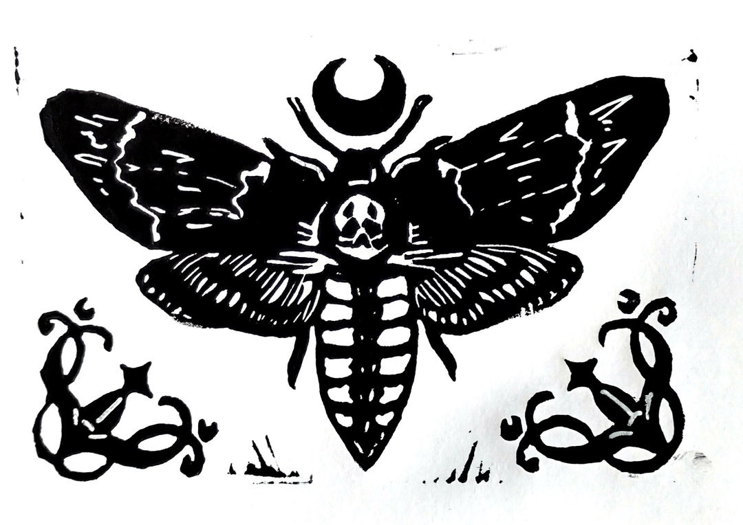 Death's Herald - Death Moth Linocut Block Print - Etsy