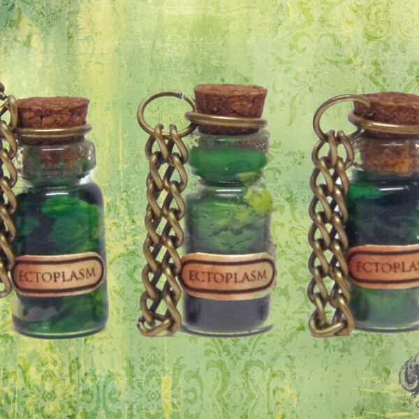 HALF PRICE Gothic miniature glass Ectoplasm vial - 2cm wtih cork - Phantasmogoria ghostly pendant - ghost horror psychic seance costume
