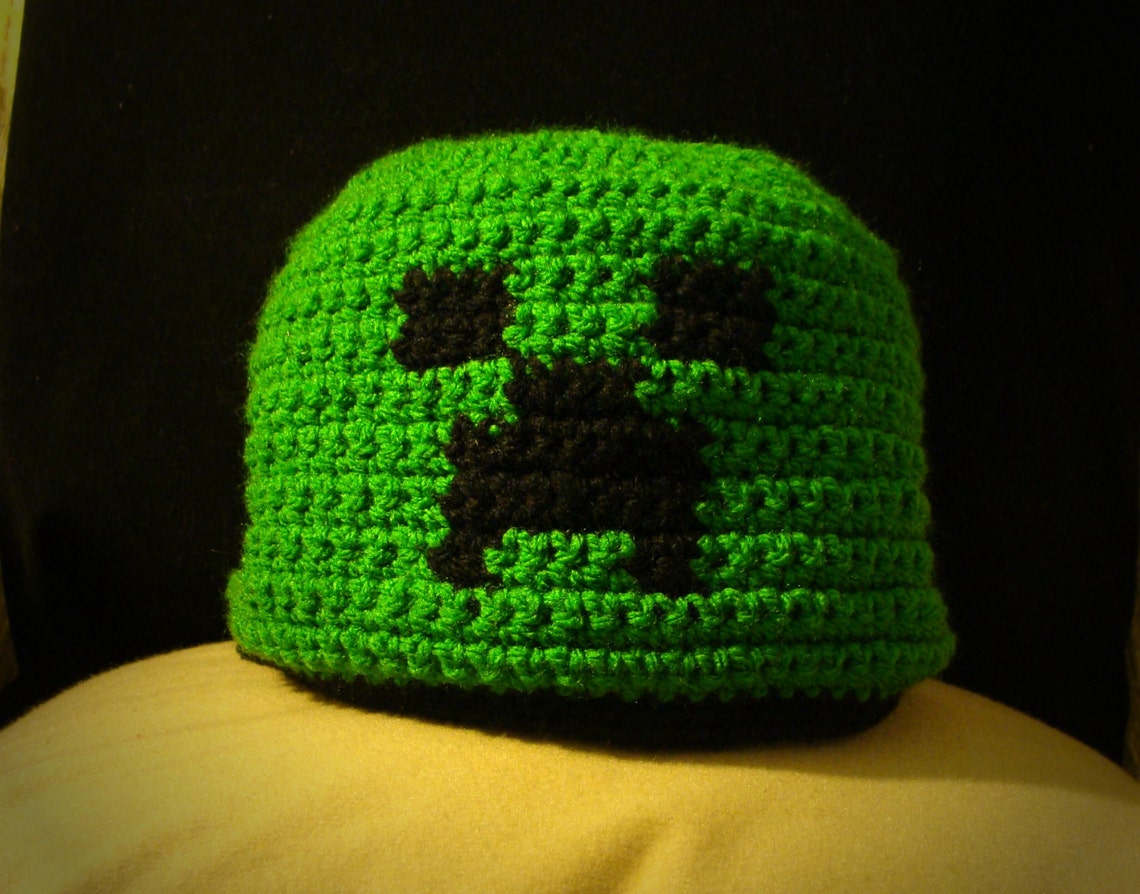 Minecraft Creeper Beanie FREE SHIPPING Hand Crochet Etsy