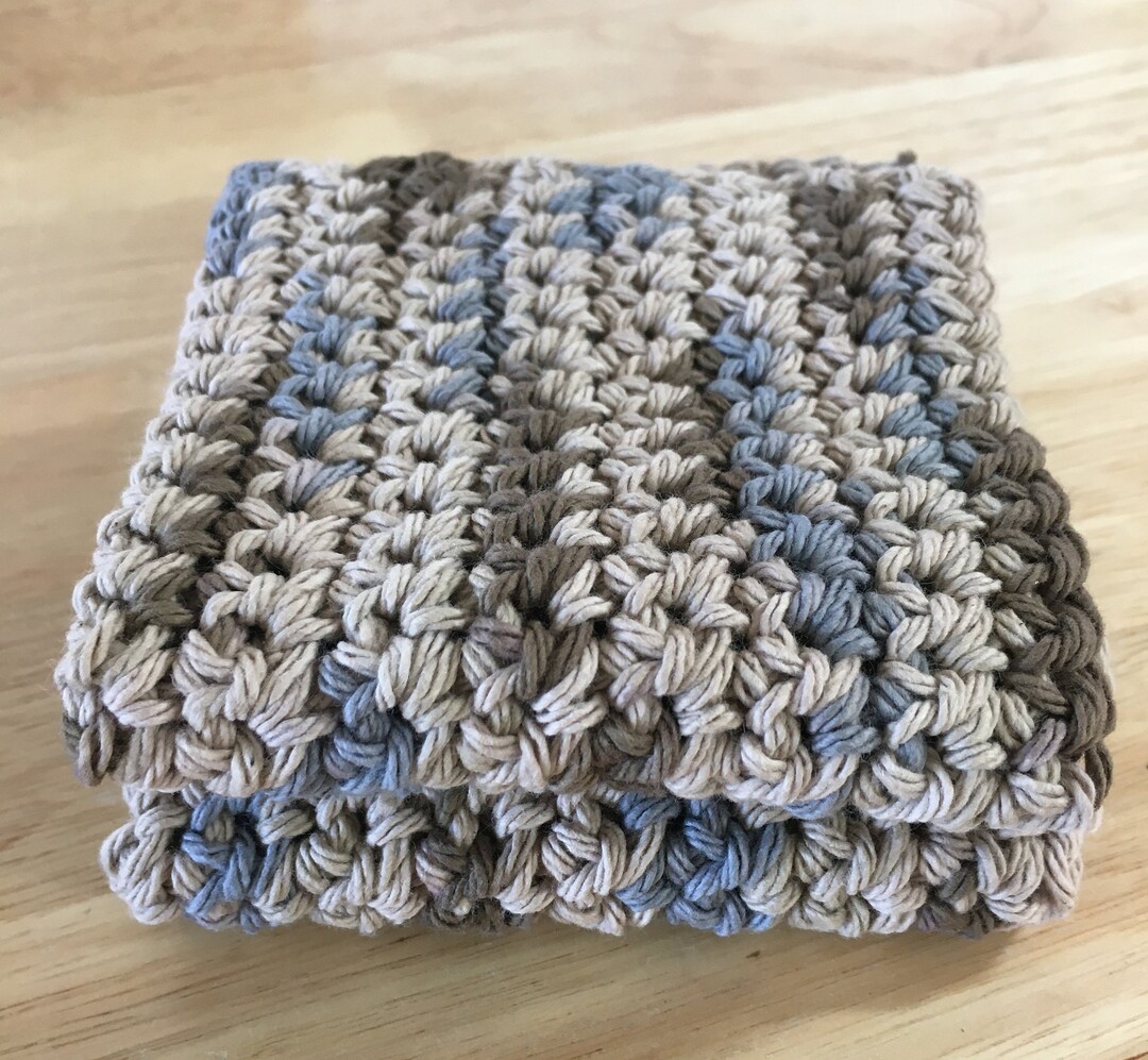 Dishcloth Crochet Cotton Earth Ombre Etsy
