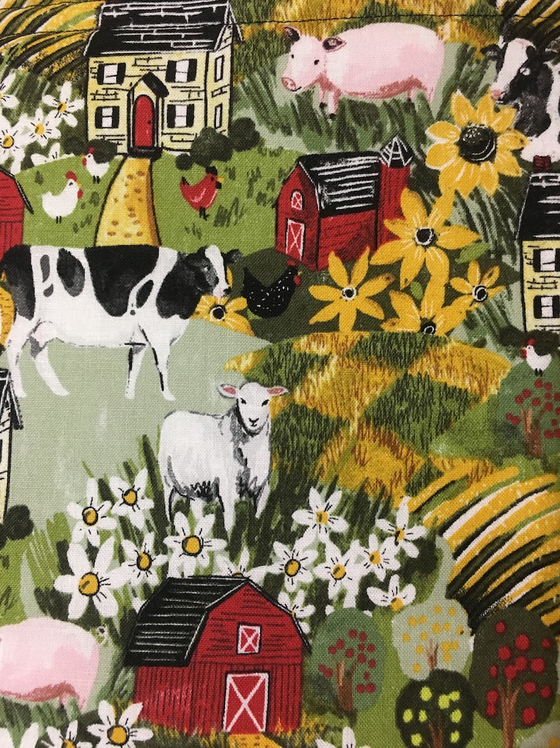 Red Barn Cows Hot Pads Farm Print