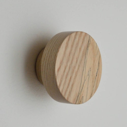 The Offset Knob Round Wood Wall Hook Wood Coat Hook Wood Etsy