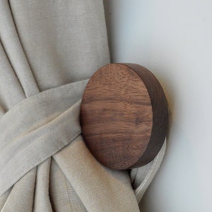 Large Round Wood Knob - Contemporary Walnut Coat Hook - Designer Door and Drawer Pull