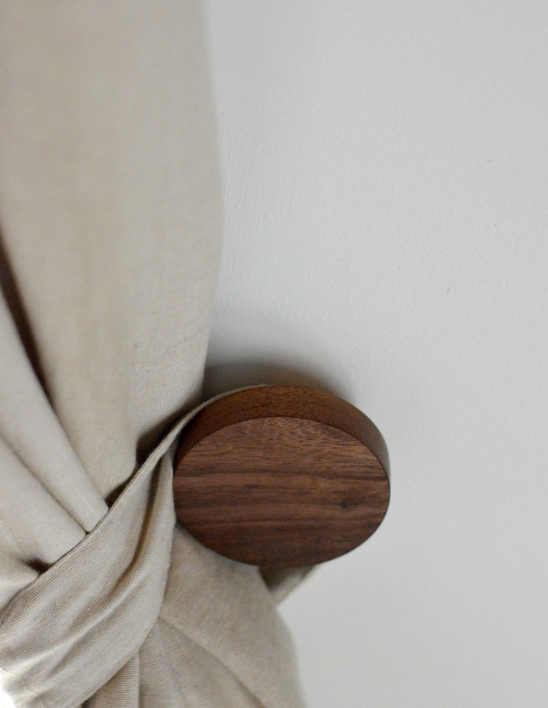 Large Round Wood Knob Contemporary Walnut Coat Hook Etsy
