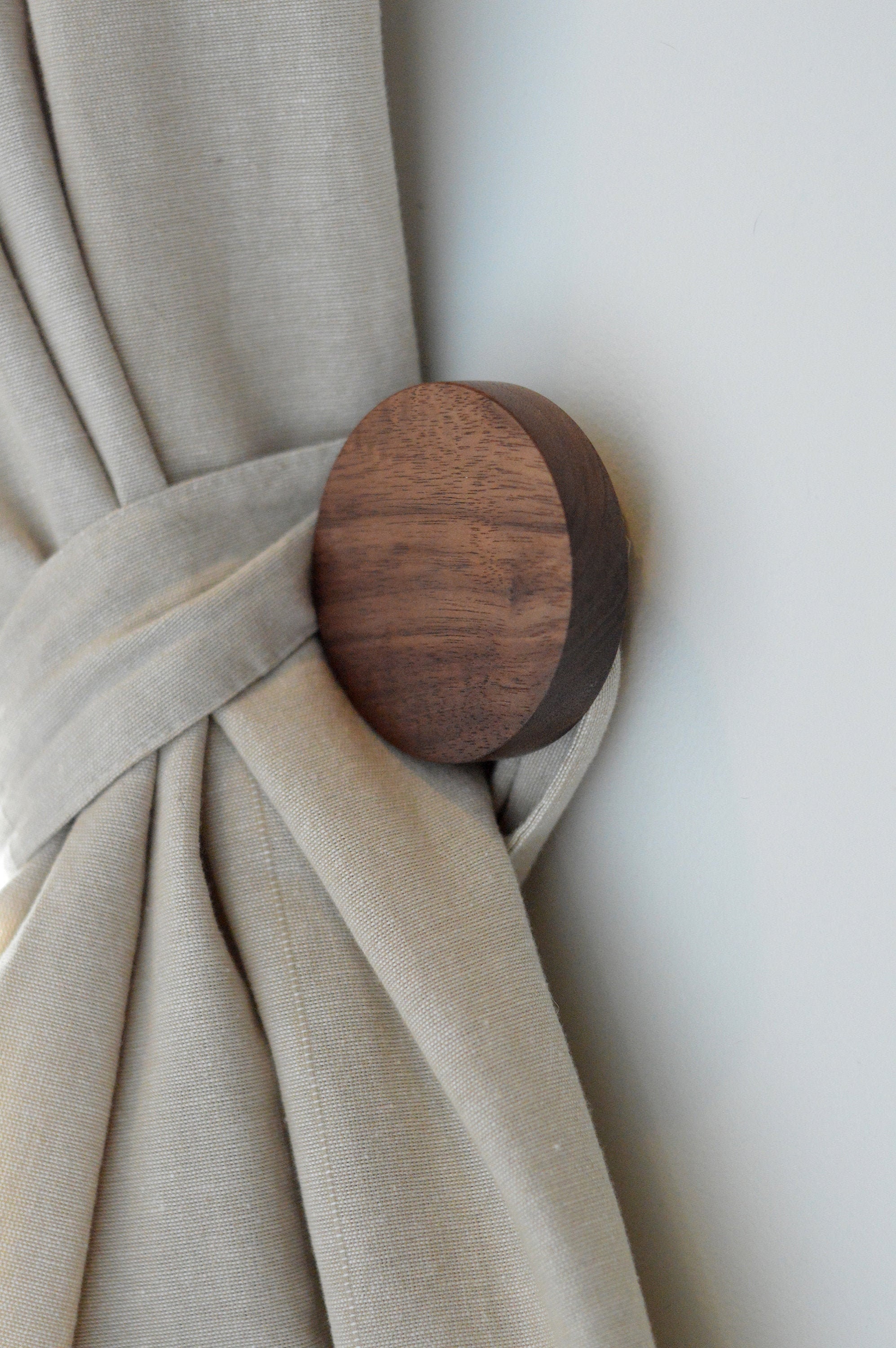 Large Round Wood Knob Contemporary Walnut Coat Hook Etsy