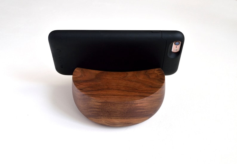 Handmade Solid Wood Phone Stand - Handmade Solid Wood Tablet Stand. Walnut, dark wood phone stand. Wood turned home decor.