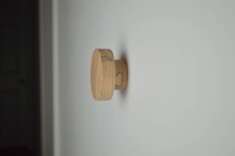 The Offset Knob Large Round Wood Wall Hook Wood Coat Hook Wood Hook image 7