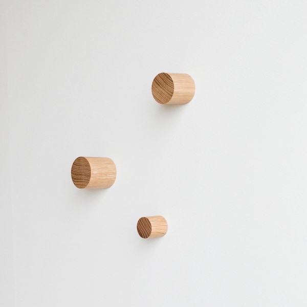 Simple Dowel Wall Hook - White Oak Wall Hook -  Turned Wall Knob