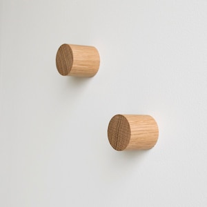 Simple Dowel Wall Hook White Oak Wall Hook Turned Wall Knob image 3