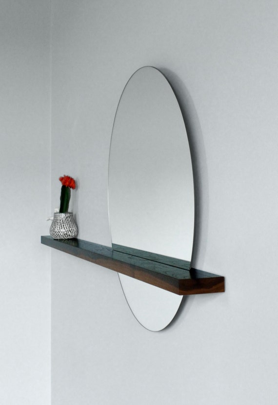 Rise Set Mirror 24 Round And Floating Shelf Entryway On Right Side