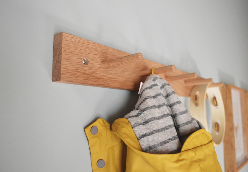 White Oak Peg Rack Coat Rack Etsy