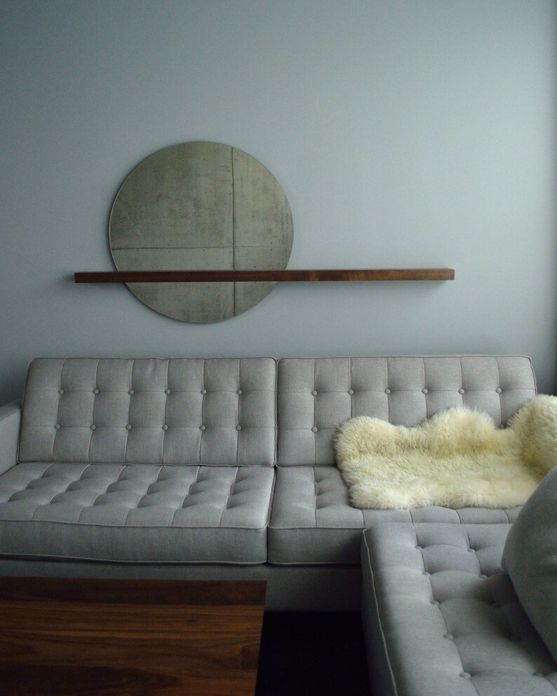 Round Mirror With Floating Shelf Simple Modern Shelf Etsy UK