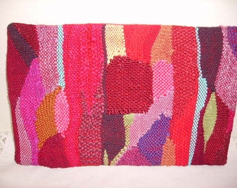 Handwoven tapestry "Study in Scarlet" abstract wall hanging