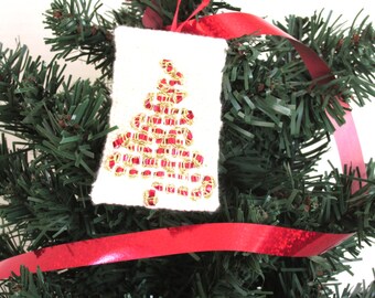 Handwoven red tree ornament