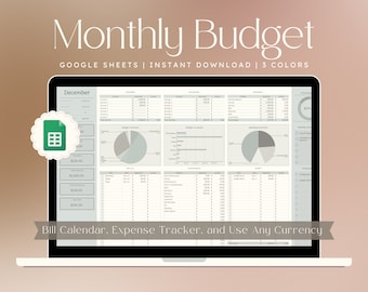 Monthly Budget Spreadsheet | Google Sheets Template, Budget Planner ...