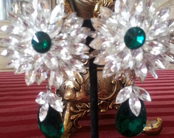 Exquisite Emerald Swarovski Crystal chandelier earrings