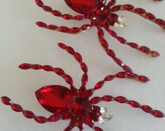 Over-sized Antique Ruby Crystal Spider Earrings