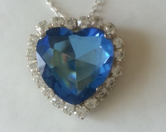 Exquisite Blue Swarovski Austrian Crystal Heart Necklace