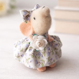Blossom Mouse: Hand-Stitched Floral Dress Figurine