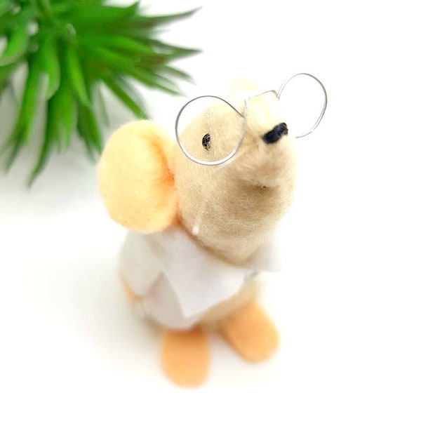 Lab Mouse, a handmade felt mouse