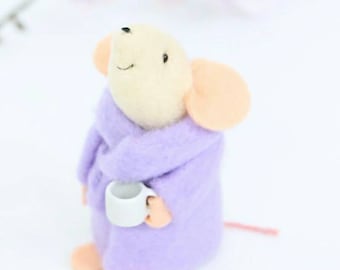 Felt mouse ornament, dressing gown and mug