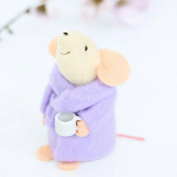 Felt mouse ornament, dressing gown and mug