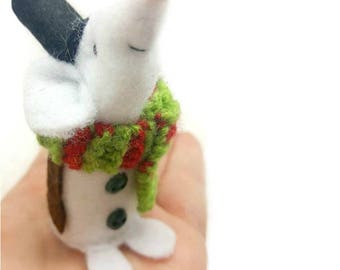 Christmas decoratoin, Snowman Mouse - Christmas orinament, perfect decoration to stand alone or to hang on a tree, for you or as a gift.
