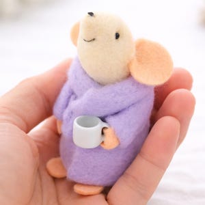 Felt mouse ornament, dressing gown and mug