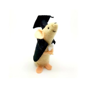 Graduation gift, handmade felt mouse, personalised keepsake for him or for her, collectable, suitable for mouse/rat lovers