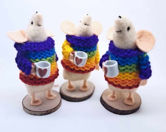 Felt Pride Rainbow Jumper Mouse ornament