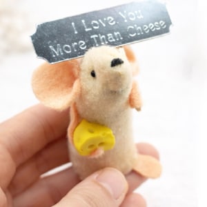 Felt Mouse Ornament, I Love You More Than Cheese,