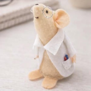 Lab Mouse, a handmade felt mouse