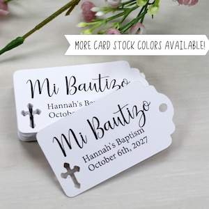 White Baptism Tags Mi Bautizo Thank You Labels for Baptism White Catholic Favor Tags First Communion Party Favor Tags White