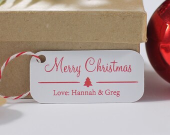 Small Christmas Tags Set of 10 - White Holidays Tags with Christmas Tree - Personalized Xmas Tags - Present Lables - Scandinavian Christmas