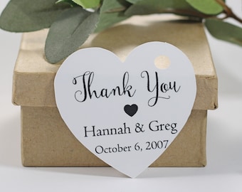 Personalized White Wedding Tags  - Heart Favor Tags - Custom Bridal Shower Tags - Heart Shaped Labels - Wedding Thank You Tags