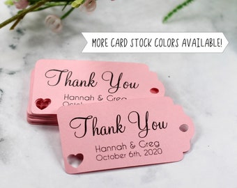 Small Wedding Favor Tags - Personalized Bridal Shower Gift Tags - Custom Bridal Sprinkle Labels - Mini Heart Favor Tags - Bride and Groom