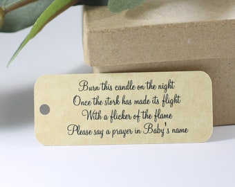 Gold Baby Shower Tags - Baby Shower Favor Tags - Baby Shower Favor Tags - Stork Poem - Candle Favor - Thank You Tags - Burn This Candle