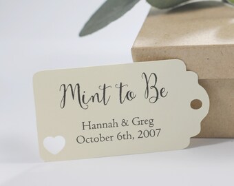Small Cream Wedding Favors  - Personalized Bridal Shower Gift Tags - Custom Wedding Labels - Cream Wedding Favor Tags - Mint to Be