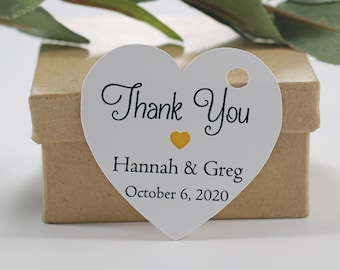 Personalized Wedding Tags  - White Heart Shaped Tag - Custom Bridal Shower Tags - Wedding Favor Tags - Thank You Wedding Tag