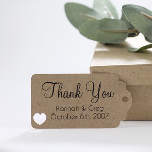 Small Wedding Thank You Tags - Personalized Bridal Shower Gift Tags - Brown Custom Favor Tags - Custom Labels for Wedding
