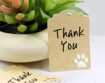 Paw Print Tags - Baby Shower Favor Tags - Thank You Animal Gift Tags - Dog Theme - Event Tags - Puppy Party - Dog Birthday in Antique Gold