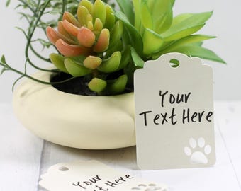 Custom Paw Print Tags - Cream Baby Shower Favor Tags - Personalized Animal Gift Tags - Dog Theme - Event Tags - Puppy Party