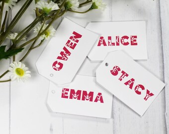 Cheerleader Themed Escort Tags for Kids Party - Personalized Cheerleading Escort Cards with Individual Names - Custom Sports Party Tags