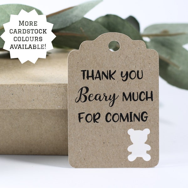 Thank You Beary Much Baby Shower Tags - Teddy Bear Shower Favor Tags - Neutral Shower - Kraft Brown Thank You Labels for Sprinkle