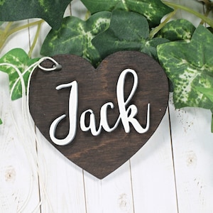 Wooden Valentine&#39;s Day Tag - Personalized Wooden Tag with Name - 3D Wooden Tag - Custom Heart Shaped Tag - Heart Tag - Valentine Tag