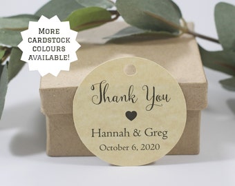 Personalized Round Wedding Tags  - Custom Favor Tags - Custom Bridal Shower Tag - Circle Shaped Favors - Wedding Thank You Labels with Heart