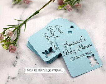 Personalized Baby Shower Tags with Bear Theme - Custom Teddy Bear Favor Tags - Baby Sprinkle - Kraft Tags for Baby Boy or Girl Shower