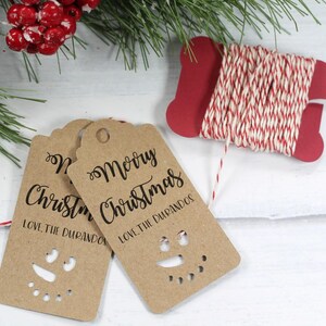 Christmas Gift Tags Set of 12 - Kraft Tags with Cut Out Snowman - Personalized Christmas Tags - Kraft Holiday Gift Tags