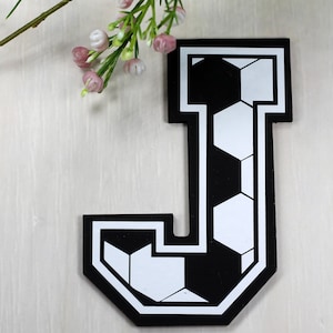 Letra con temática de fútbol para dormitorio - Decoración de dormitorio de niño - Fanático de los deportes - Tema de fútbol - Letrero para puerta